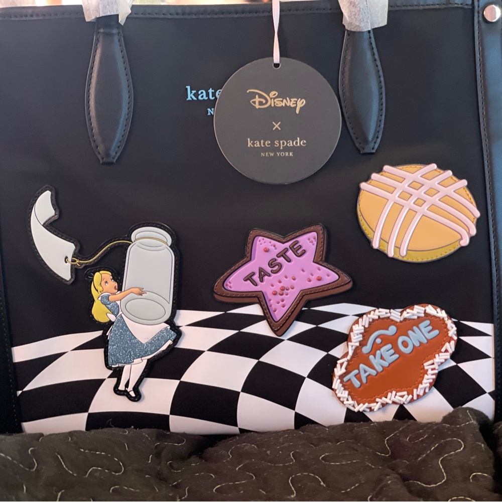 Kate Spade Black and White Tote with Rabbit Patch